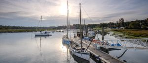 Berths and moorings at Buckler's Hard Yacht Harbour on the Beaulieu River