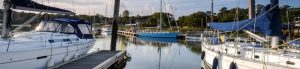 Marina berths in the Buckler's Hard Yacht Harbour, Beaulieu River