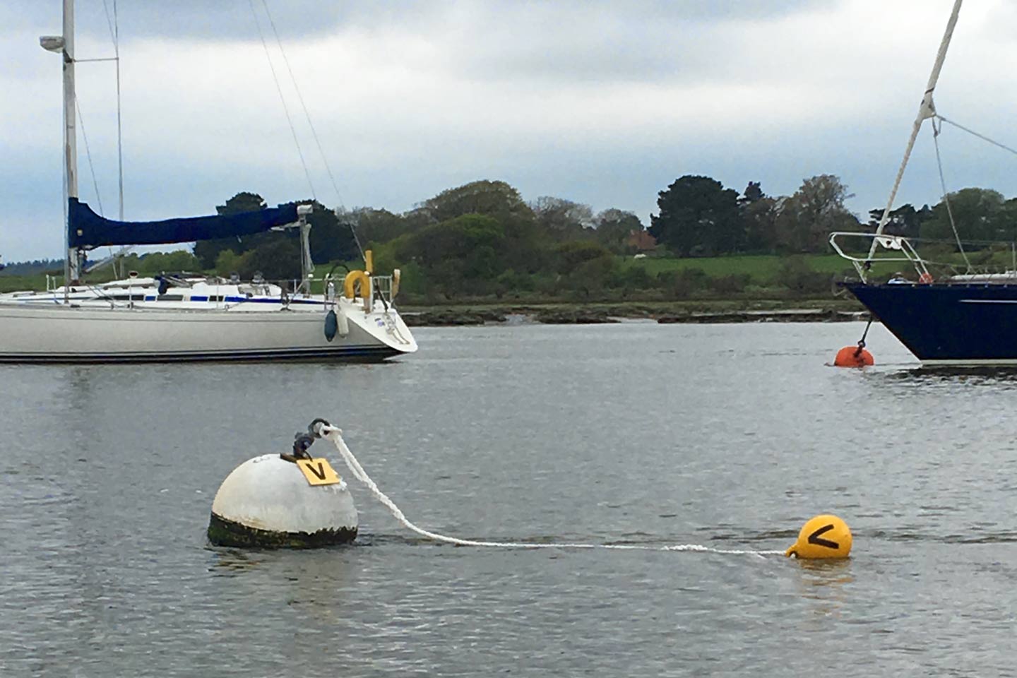 Visitor swinging mooring on the Beaulieu River