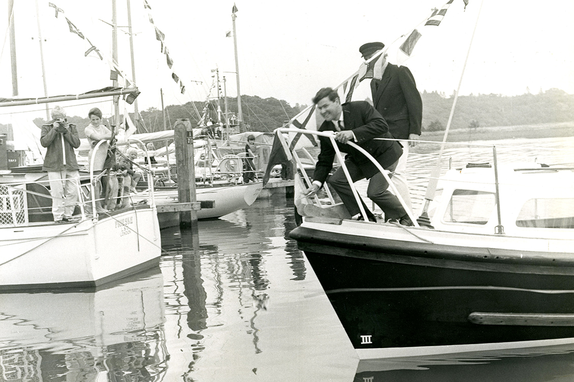 Opening Buckler's Hard Yacht Harbour 1971. Lord Montagu & Chay Blyth