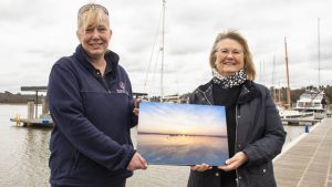 Harbour Master Wendy Stowe with Photo Competition Winner, Maggie White