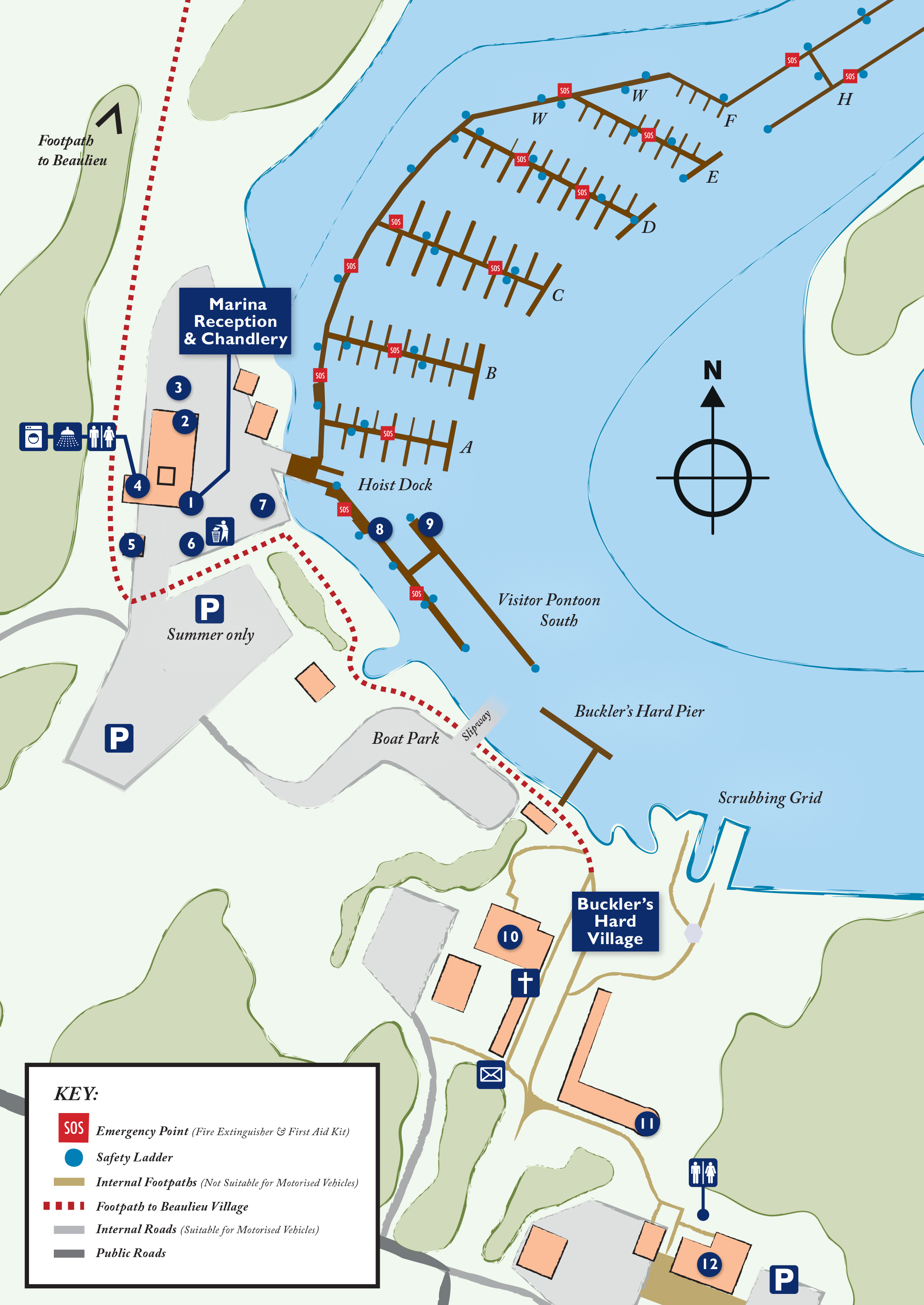 Beaulieu-River-Bucklers-Hard-Yacht-Harbour-Marina-Facilities-Map-2022