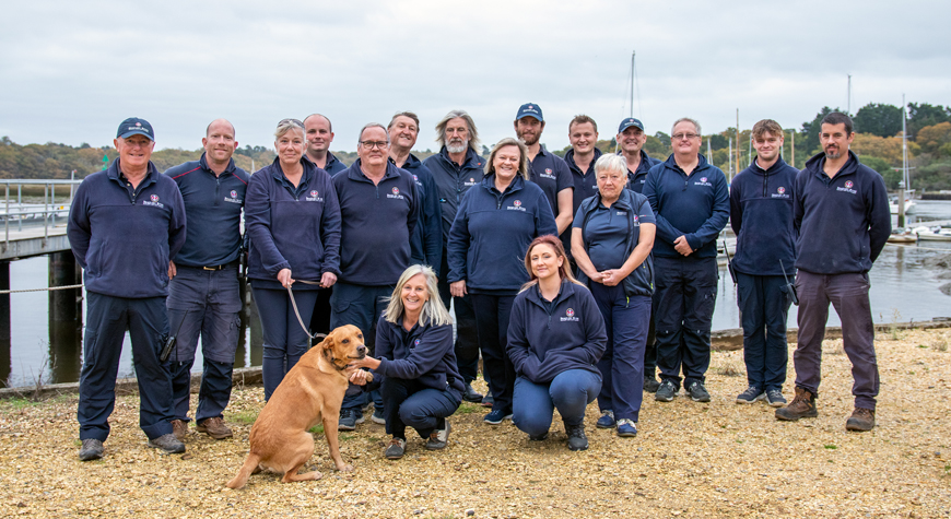 The Beaulieu River team stood together on the marina