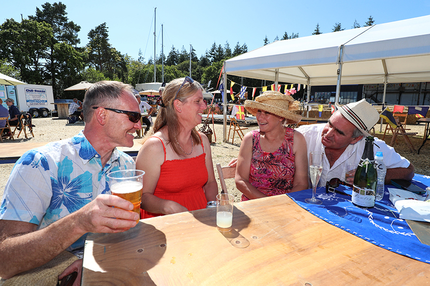 Mooring holders enjoying drinks at the Buckler's Hard Yacht Harbour