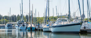 Marina berths in the Buckler's Hard Yacht Harbour, Beaulieu River