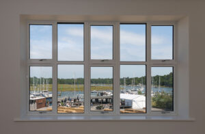 View from an office window in the new boatshed at Buckler's Hard Yacht Harbour